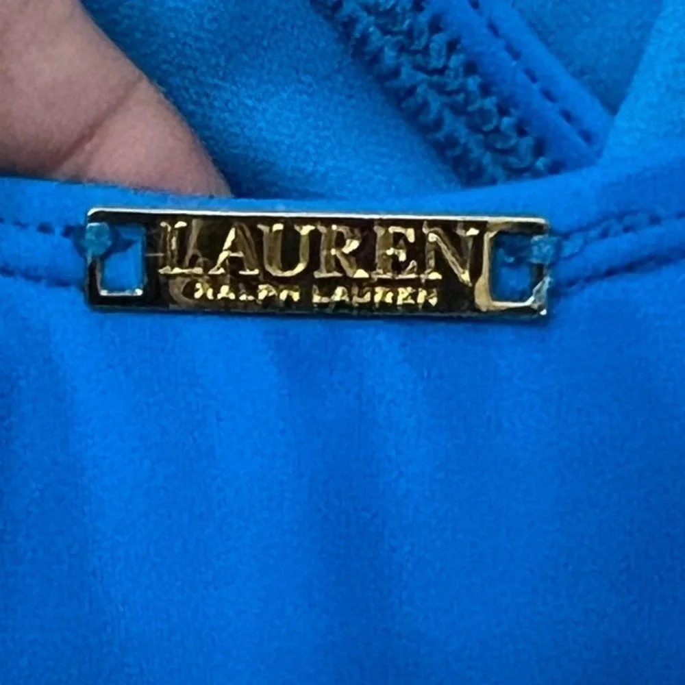 Lauren Ralph Lauren One Piece Swimwear/Cover Up Set Sz‎ 10 Blue Ruffle Classic